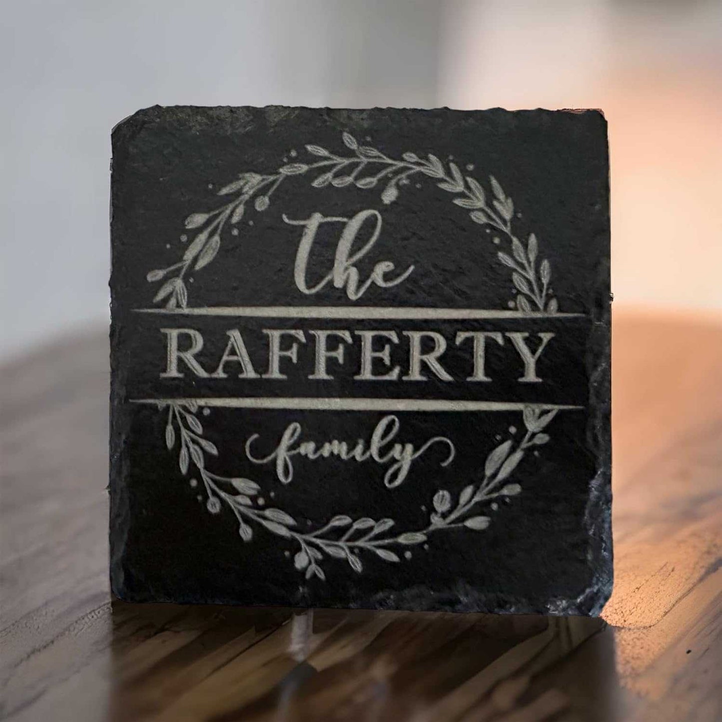 Personalised Slate Coaster - Family Name Monogram