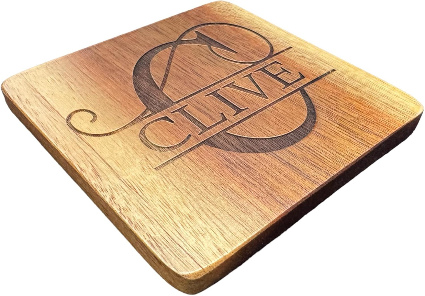 Personalised Wood Coaster - Monogram Initial - Square