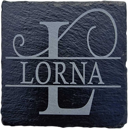 Personalised Slate Coaster - Monogram Initial - Square