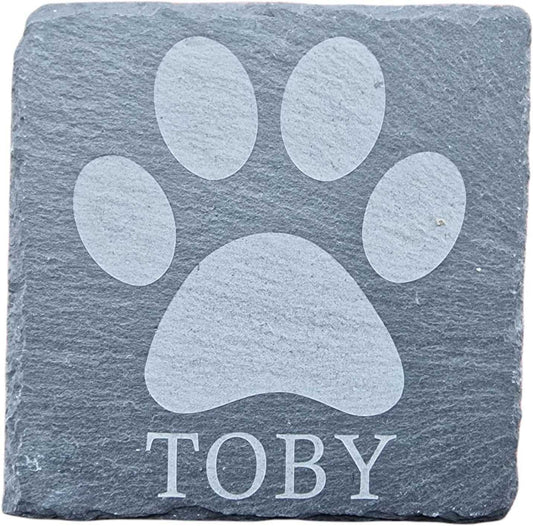 Personalised Slate Coaster - PAW PRINT - Square