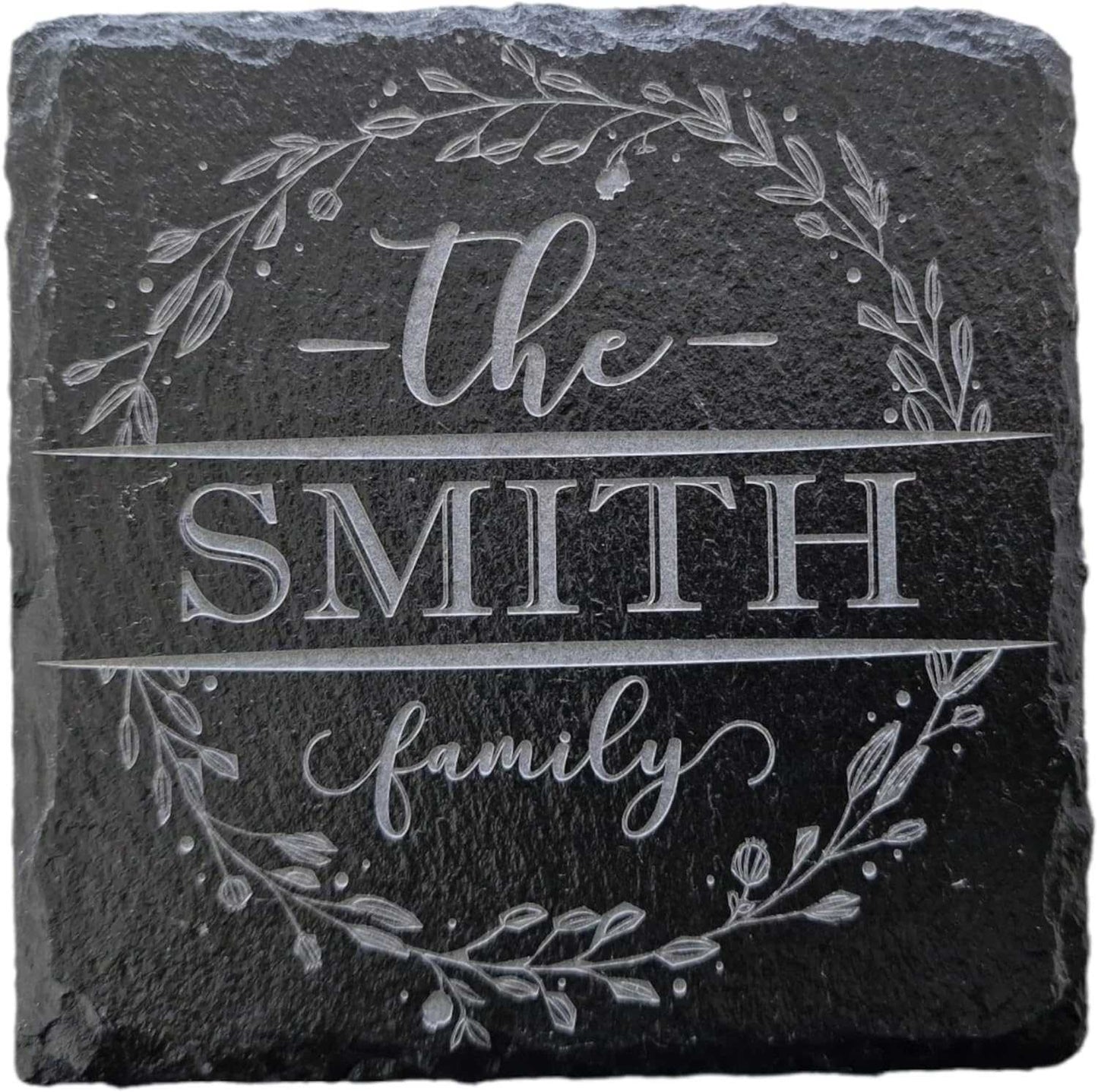 Personalised Slate Coaster - Family Name Monogram