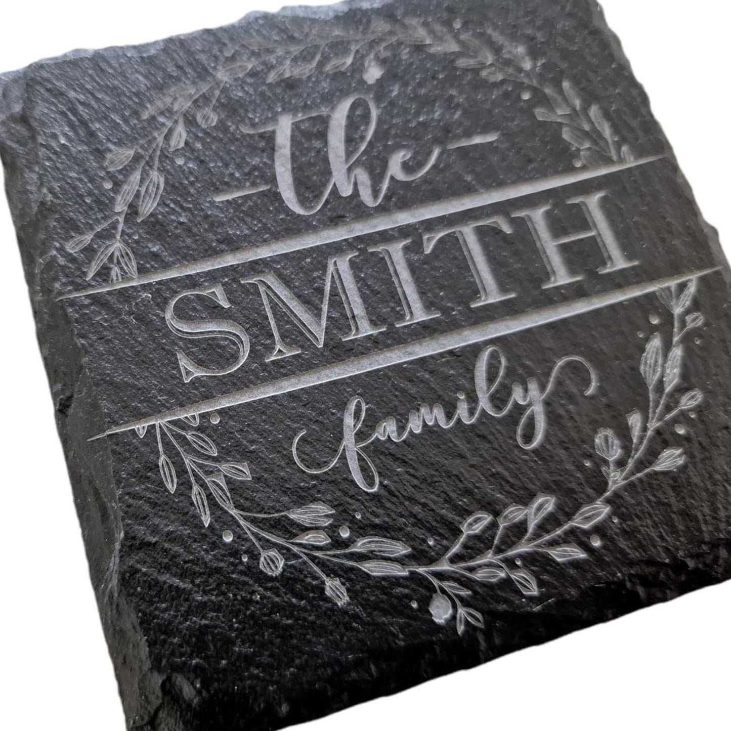 Personalised Slate Coaster - Family Name Monogram